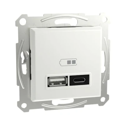 Abbildung von Schneider Electric Asfora EPH2770421D Unterputz USB Ladestation Typ A+C 45W, Steckdose,Stecklemmen