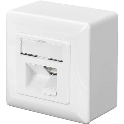 Abbildung von DIGITUS Anschlussdose Cat 6 2 Port RJ45 Aufputz Netzwerk Dose Zuführung Horizontal Designfähig Reinweiß