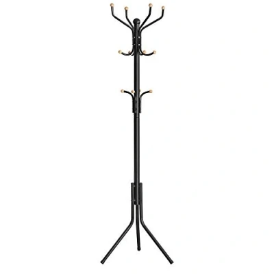 Abbildung von SONGMICS Garderobenständer aus Metall, stabiler Kleiderständer, Garderobe, für Kleidung, Taschen und Hüte, Höhe 182 cm, mit 12 Haken, schwarz RCR19B