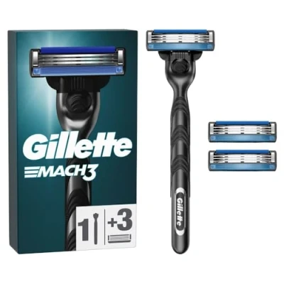 Abbildung von Gillette Mach3 Basis Rasierer für Männer, 1 Rasierer,1 Ersatzklingen, Mit Gleitstreifen ein sanftes Gleiten und NEUER Klingenbeschichtung, weniger Hautirritation