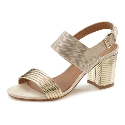Abbildung von Lascana Riemensandalette, Damen, Größe: 37, Goldfarben Schuhe