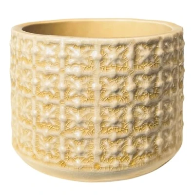 Abbildung von Nordring Retro Übertopf Vintage Pflanztopf für Zimmerplanzen, Sukkulenten Blumentopf Cross S (10 cm ø), Elfenbein, Keramik