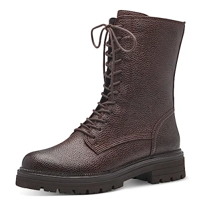 Abbildung von MARCO TOZZI Damen Schnürstiefel ohne Absatz aus Kunstleder Flach, Braun (Cafe), 37