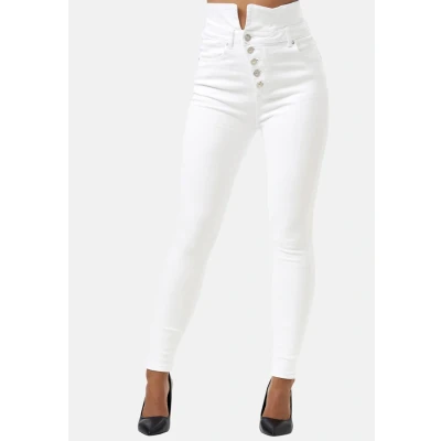 Abbildung von Elara Damen Jeans Stretch Chunkyrayan JS999 1 Weiss 40 (L)