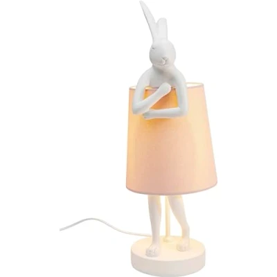 Abbildung von Kare Design Tischlampe Animal Rabbit Rosa/Weiß, Hasenleuchte, Tischleuchte, Nachttischlampe, Tiermotiv, Schreibtischlampe Kinder, Kippschalter am Kabel, Leuchtmittel nicht inklusive, 50x17x20cm