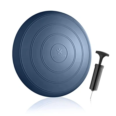 Abbildung von BODYMATE Ballsitzkissen Comfort inkl. Pumpe Navy BLAU 33cm Durchmesser Balance Kissen, Sitzballkissen, Luftkissen, Pad Core , Fitness Reha Koordinations und Rückentraining