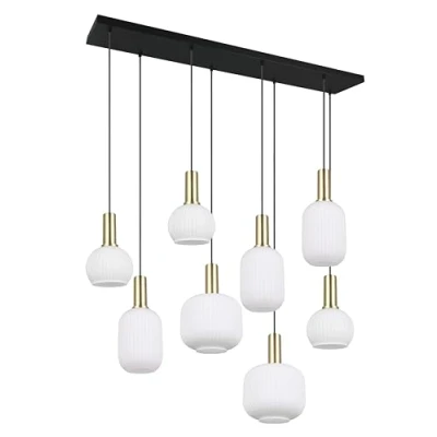 Abbildung von Hängeleuchte Diva, 8 fl., messingfarben, opal, Metall, Glas