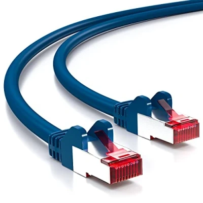 Abbildung von deleyCON 5m CAT6 Patchkabel S/FTP PIMF Schirmung CAT 6 RJ45 Netzwerkkabel Ethernetkabel LAN DSL Switch Router Modem Access Point Patchfelder Blau