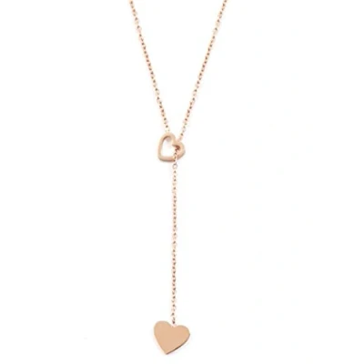 Abbildung von Happiness Boutique Damen Y Kette mit Herz Anhängern in Rosegold Zarte 2 Edelstahlschmuck