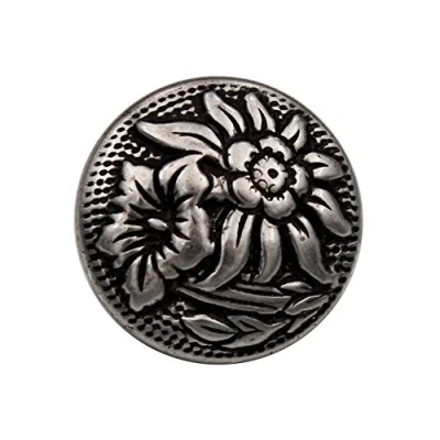 Abbildung von Knöpfe Metall silber antik Edelweiss Enzian Ösenknöpfe Trachtenknöpfe made in Germany 18mm 6 Stück