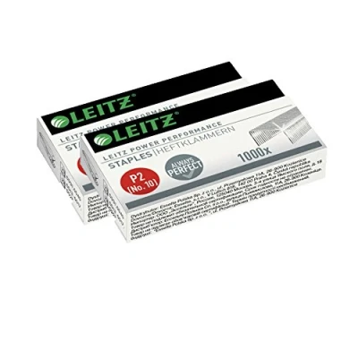 Abbildung von Leitz Power Performance Heftklammern P2 (Nr. 10), Verzinkt, Box mit 1000 Heftklammern, 55770000