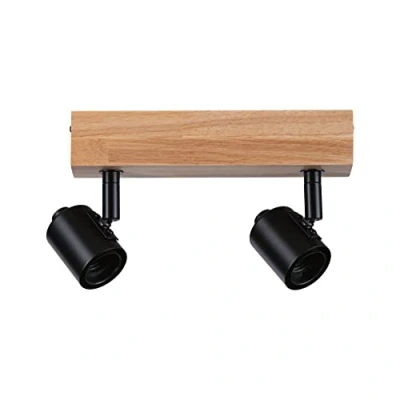 Abbildung von Paulmann 66771 Strahler Arvid 2 flammig max. 2x20 Watt Deckenleuchte Schwarz/Holz Spot Metall E27