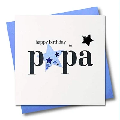 Abbildung von Claire Giles Geburtstagskarte, Motiv Herzen und Sterne, Schriftzug &quot;Happy Birthday Papa&quot;
