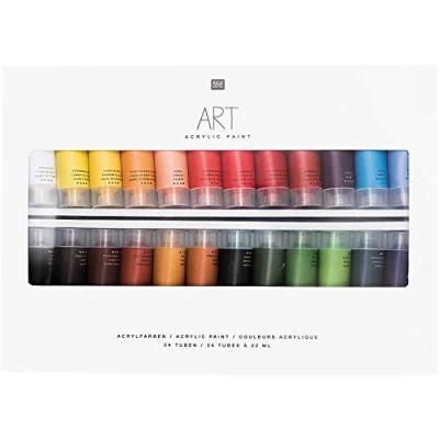 Abbildung von Rico Design Art Künstler Acrylfarben Set 24 Farben je 22 ml Tuben Malfarben/Künstlerfarben für Anfänger, Profikünstler, Kinder &amp; Erwachsene