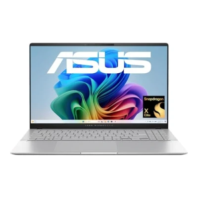 Abbildung von ASUS Vivobook S 15; Copilot+ PC 15,6&quot; 120Hz OLED Display Qualcomm Snapdragon X Elite X1E 16 GB RAM 1TB SSD Adreno GPU Windows 11 QWERTZ Tastatur Cool Silver
