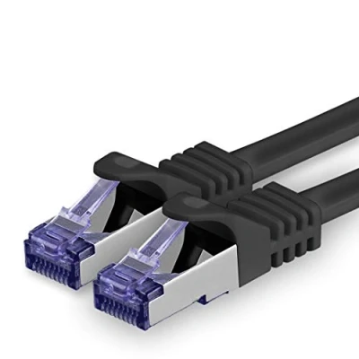 Abbildung von 1aTTack.de Cat.7 Netzwerkkabel 1m Schwarz 1 Stück Cat7 Patchkabel (SFTP/PIMF/LSZH) Rohkabel 10 Gb/s mit Rj 45 Stecker Cat.6a x Meter