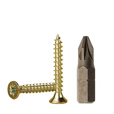 Abbildung von (250 Stück) gelb verzinkter Stahl 3,0 x 25 mm Holzschrauben Spanplattenschrauben Universal Pozi Drive Schraube PZ Vollgewinde Pozidriv Senkkopf (250, mm)