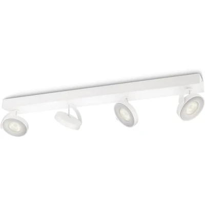 Abbildung von Philips myLiving Clockwork LED 4 er Spotbalken (22 W), dimmbare Leuchte mit integrierten Spots, energiesparende Raumbeleuchtung langer Nutzlebensdauer