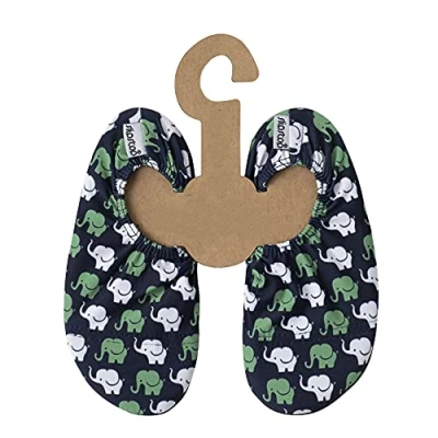 Abbildung von Slipstop Kinder Strandschuhe Anti Rutsch Sport Schuhe Schwimmschuhe Badeschuhe Urlaub Yoga Pool Unisex in Schwarz mit Elefanten, Gr. 18 20