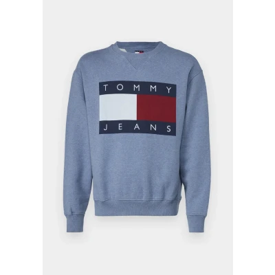 Abbildung von Tommy Jeans Melange FLAG CREW Sweatshirt, Herren, Größe: 52, Colorado blue heather