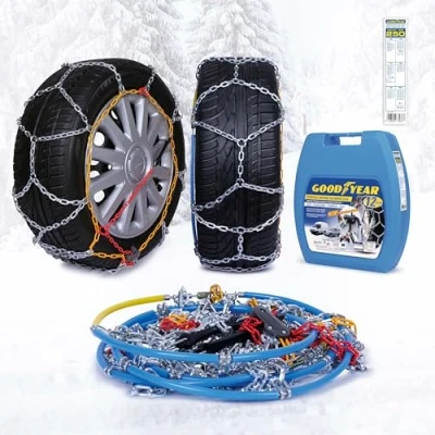 Abbildung von Goodyear 77937 Schneeketten 12 mm für SUV, Lieferwagen und Wohnmobil mit Selbstspannsystem, Größe 250