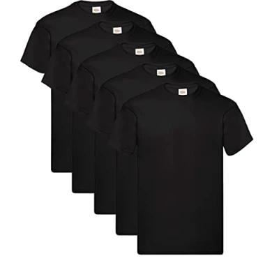 Abbildung von FRUIT OF THE LOOM Herren Original T. T Shirt, Schwarz, L (5er Pack)