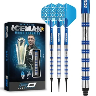 Abbildung von RED DRAGON Gerwyn Price Iceman Challenger 18 Gram Professional Tungsten Darts Set with Flights and Stems