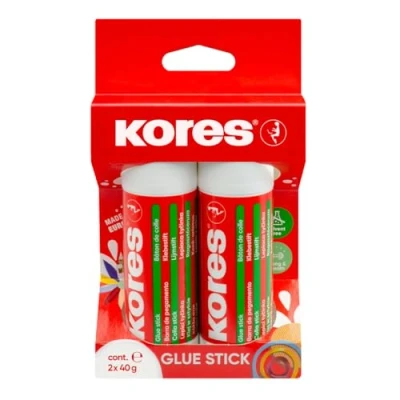 Abbildung von Kores Klebestift, Kleber mit Starkem Halt, Sicher und Ungiftiger Bastelkleber für Kunst Basteln, Packung von 2 x 40g