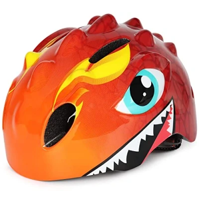 Abbildung von VICTGOAL Fahrradhelm Kinder zu Radsport Niedliche Cartoon 3D Gestaltet Kinderhelm für Fahrrad Skateboard Rollschuh Jungen und Mädchen Verstellbare Größe (S (50 54 cm), Rot)