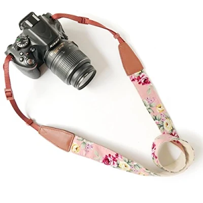 Abbildung von Alled kamera Gurt Hals,Kamera Umhängeband Nacken Schultergurt Gürtel Tragegurt für Canon Nikon Sony Lumix Olympus Pentax Fujifilm Universal,Abnehmbar Schnellverschluss kameragurt (Leder Pinke Print)