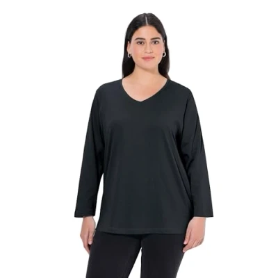 Abbildung von Ulla Popken Basicv Strickpullover, Damen, Größe: 46/48, Schwarz