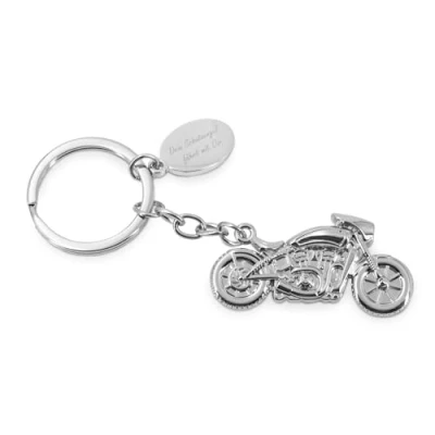 Abbildung von ZWEN Motorrad Schlüsselanhänger Schutzengel Gravur mit Geschenkbox + Schutzengelkarte/Glücksbringer silber glänzend als Talisman für Motorradfahrer &amp; Geschenk zum Führerschein