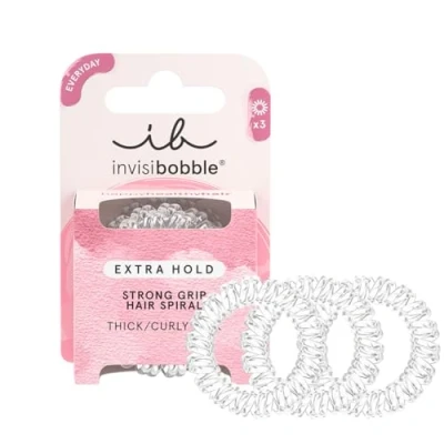 Abbildung von invisibobble Extra Hold Haargummis Mini Crystal Clear I Rutschfeste 3x transparente Dickes Haar das Original, designed im Herzen Münchens