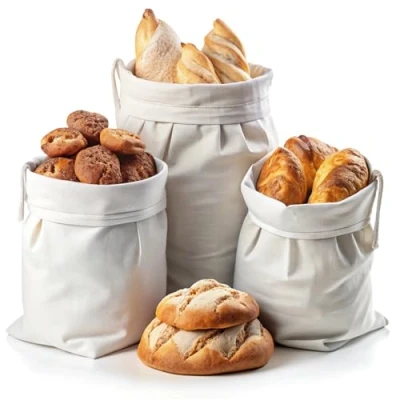 Abbildung von Brotbeutel aus Biologischer Baumwolle Wiederverwendbare Obst &amp; Gemüsebeutel, Plastikfrei einkaufen 3er Set Lebensmitteltaschen Waschbare Beutel für Brot, Nudeln, Reis, Nüsse, Obst, Gemüse