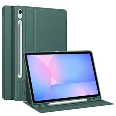Abbildung von Fintie Hülle für Samsung Galaxy Tab S9 FE 10.9 Zoll/S9 11 Zoll 2023 Tablet, Soft TPU Rückseite Gehäuse Folio Schutzhülle mit S Pen Halter und Auto Schlaf/Wach, Nachtgrün