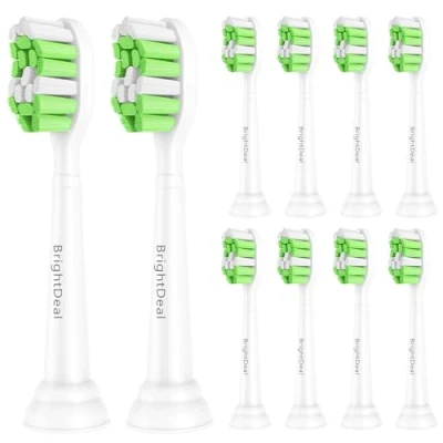 Abbildung von BrightDeal 10er Ersatzbürsten für Philips Sonicare Elektrische Zahnbürste Bürstenköpfe EasyClean HealthyWhite 4100 5100 2 Series und Andere Snap On Griffen (weiß)
