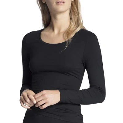 Abbildung von CALIDA Natural Comfort Langarmshirt, Rundhals Damen, aus hochwertiger Baumwolle, natürlicher Glanz und glatter Griff