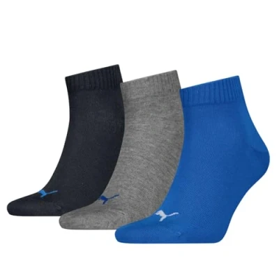 Abbildung von Puma Unisex Quarter Sock, Blue/Grey Melange, 39/42 (3er Pack)