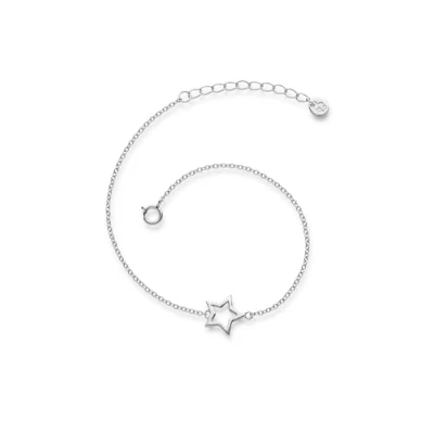 Abbildung von GLANZSTÜCKE MÜNCHEN Damen Armband Stern Sterling Silber 17 + 3 cm Armkettchen Freundschaftsarmbänder Armbändchen 925