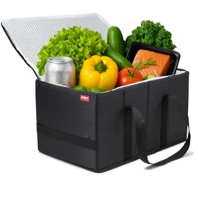 Abbildung von achilles Kühlkorb, Einkaufstasche mit Kühlfunktion, Tasche Kühleinsatz, Faltbare Kühlbox, Kühl Klappbox, Thermo Einkaufskorb, 37 cm x 23 21 (Schwarz)