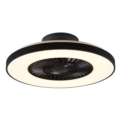 Abbildung von Reality Leuchten LED Deckenleuchten Ventilator Halmstad R62672132, Kunststoff Schwarz matt/Weiß, inkl. 40 Wtt LED, Watt