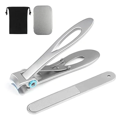 Abbildung von URAQT Nagelknipser Groß, Edelstahl Nagelschneider Nagelschere für dicke Nägel, Wide Kieferöffnung Nail Clipper Zehennagelknipser mit Nagelfeile Damen und Herren