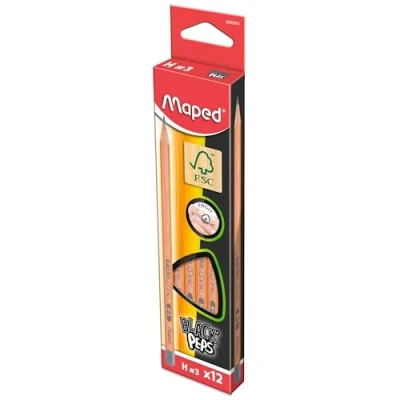 Abbildung von Maped 12x ergonomischer Drei Kant Bleistift BLACK&#039;PEPS aus FSC 100% zertifiziertem Holz H hart