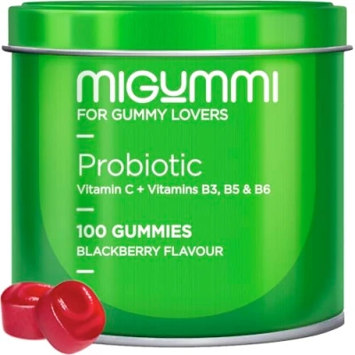 Abbildung von Intestinal Probiotic Gummies 100 Gummis mit natürlichem Brombeergeschmack Probiotika, Vitamin C, B3, B5 und B6 Darmflora, Blähungen Völlegefühl Bifidobacterium, Lactobacillus Vegane Vita
