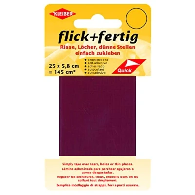 Abbildung von Kleiber flick und fertig, selbstklebender Flicken, Risse, Löcher, dünne Stellen einfach zukleben, Nylon zuschneidbar, dunkelrot (25 x 5,8 cm)
