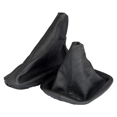 Abbildung von L &amp; P Car Design L&amp;P A0008 Schaltsack + Handbremsmanschette kompatibel mit BMW 3er e36 100% Echtleder Leder Schwarz
