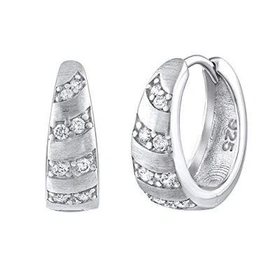 Abbildung von SILVEGO Damen Ohrringe aus 925 Sterling Silber Klappcreolen mit klaren Zirkonia