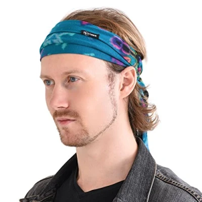 Abbildung von CHARM Tie Dye Stirnband Hippie Elastisch Bandana Bohemien Kopf Abdeckung Für Männer &amp; Frauen Psychedelisch Blume Muster 60&#039;S 70&#039;S Retro Boho A