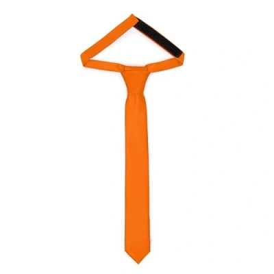 Abbildung von Ladeheid Kinder Krawatte für Jungen Eleganter matter Look, Vorgebunden mit einem Klettverschluß, Perfekt besondere Anlässe Stilvolle Ansteckkrawatte TKM (31cm x 4cm, Orange)