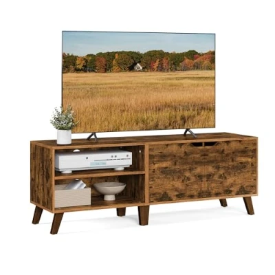 Abbildung von VASAGLE TV Schrank, Fernsehtisch mit 2 Türen, 140 cm lang, Regal für Fernseher bis zu 60 Zoll, verstellbare Ablagen, Wohnzimmer, Esszimmer, Schlafzimmer, vintagebraun LTV027X01